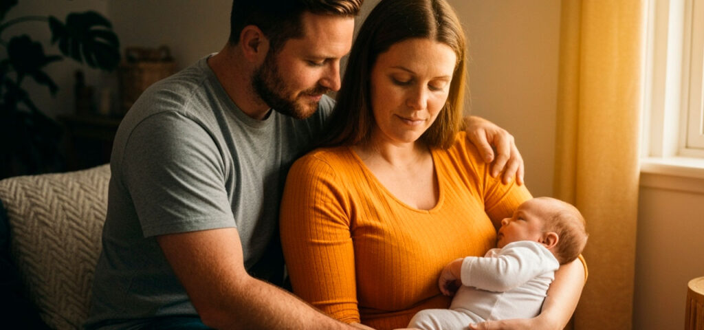 Depressão-Pós-Parto-mãe-com-o-filho-com-o-Pai